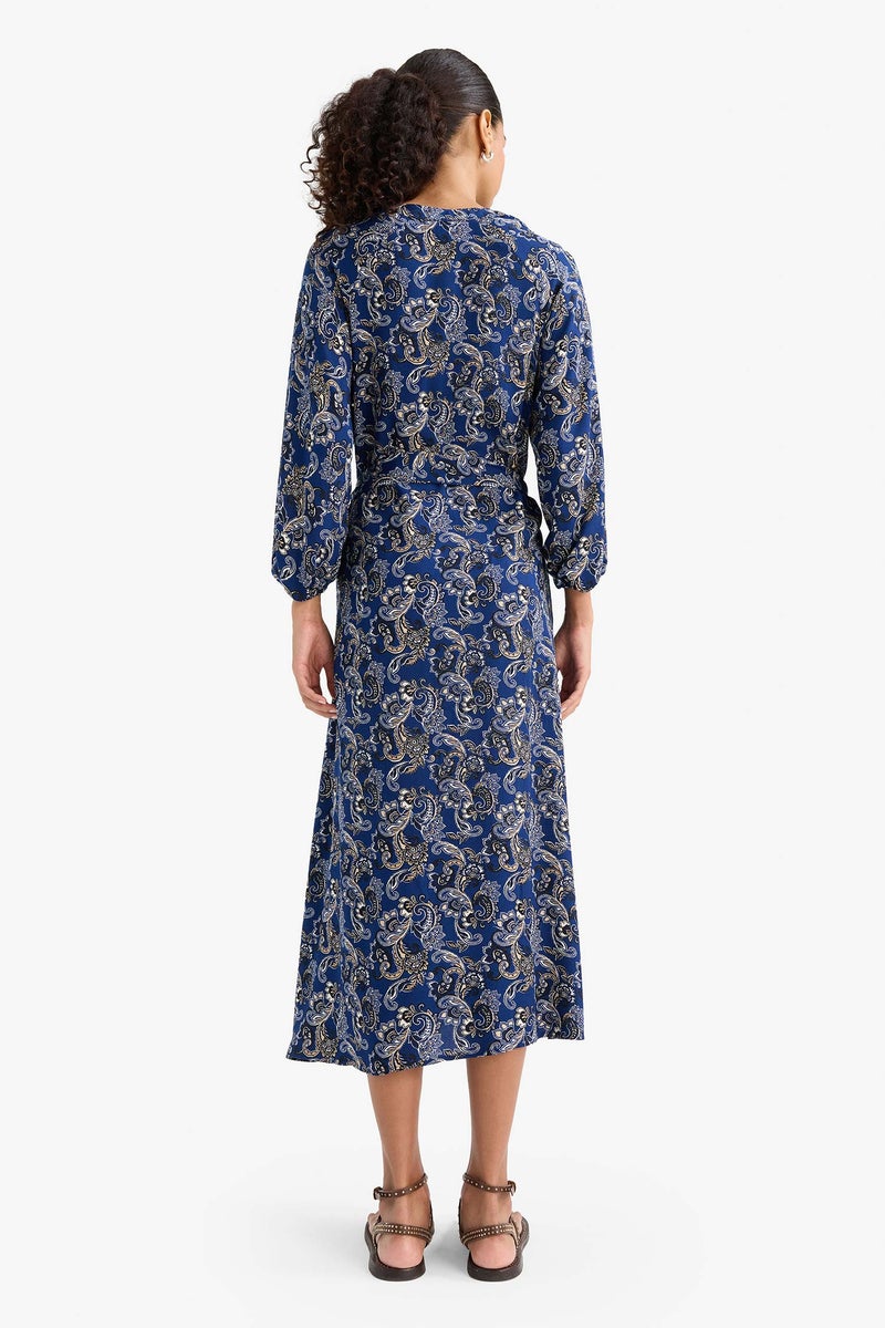 DeFacto Blue Woman Floral Long Sleeve Dress Casual - Image 5